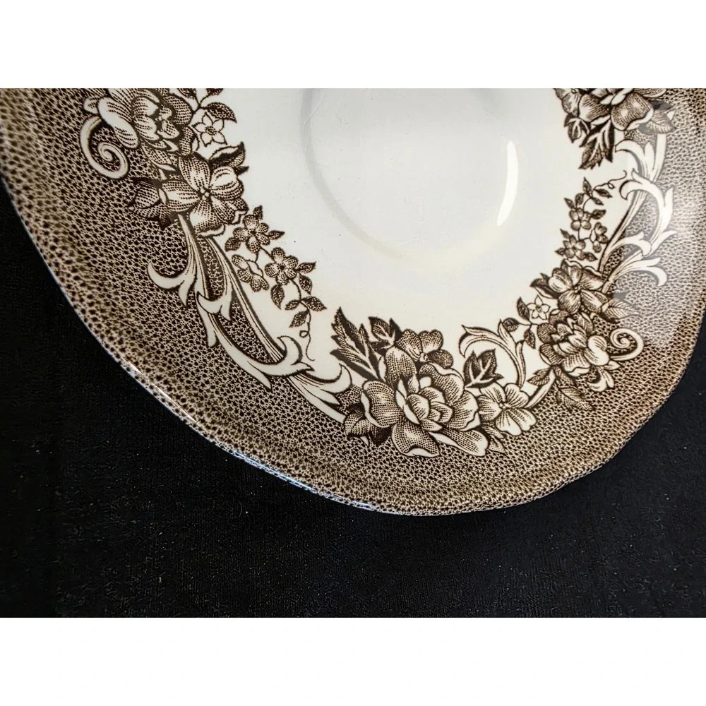 J&G Meakin Stratford Stage Brown Transferware Tea Cup and Saucer Set England